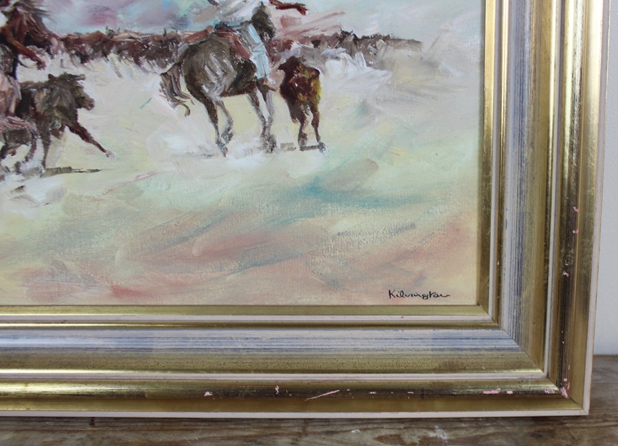 Australian interest: Kilvington, "Running the bastards down", oil on canvas, signed lower right, - Image 2 of 2