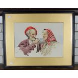 Gianni (20th century Italian), a study of an elderly gentleman and lady, watercolour, signed, 31cm x