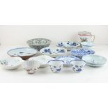 A fourteen piece collection of predominantly Chinese late 17th century and 18th century porcelain