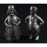 An early 20th century novelty silver salt/pepper shaker set, sponsor's mark for George Bedingham,