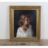 An early 20th cent Contintental study oil portrait of girl