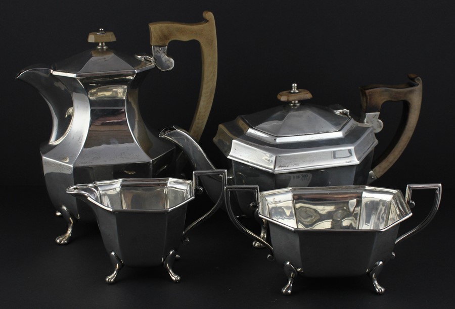 A four piece Art Deco silver tea and coffee set, by Viner's Ltd, assayed Sheffield 1936-8,