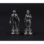 A pair of novelty Victorian silver figural desk seals, by George Nathan & Ridley Hayes, one