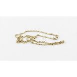 A 9ct. yellow gold chain, formed from faceted rectangular links, lobster claw clasp, impressed "375"