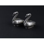 A pair of Victorian imported novelty silver swan salt/peppers, sponsor's mark for Samuel Boyce (