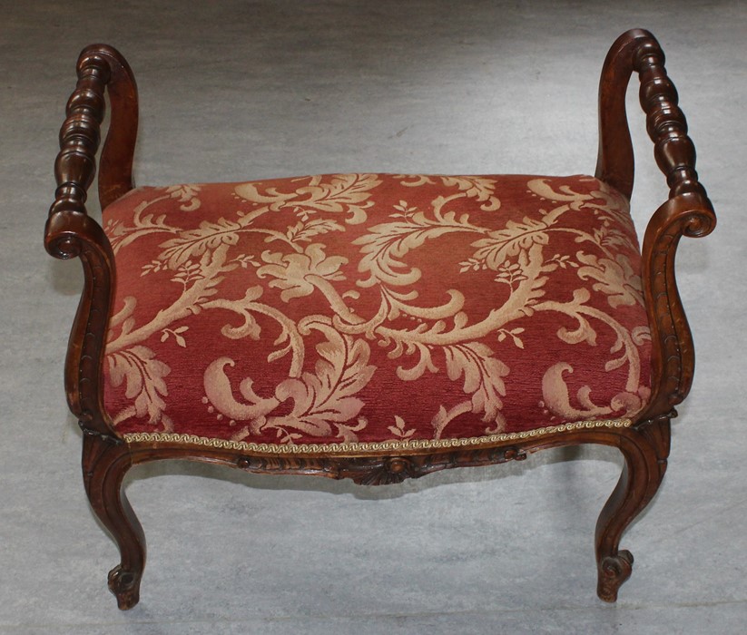 Richard Harris interest: A late 19th century walnut window seat, in the Louis XV style, width 66cm,