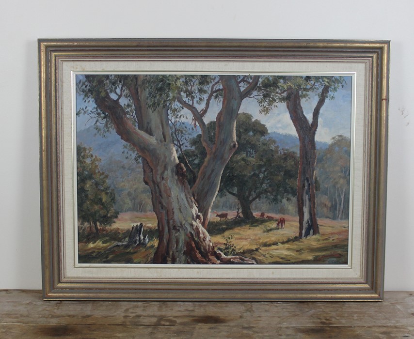 Australian interest: Ron Hamilton, an oil on canvas study of the outback, signed lower right.