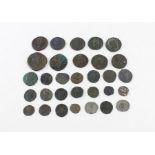 A collection of Roman coins, to include; Vespasian (69-79 AD) silver Denarius, Caracalla (198-217