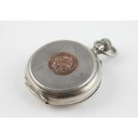 An IWC silver hunter pocket watch, crown wind, having signed white enamel dial with cyrillic script,