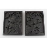 A pair of Japanese Meiji period carved wooden panels. (2)