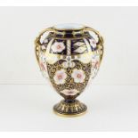 An early 20th cent Crown Derby vase twin handled vase