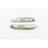 A William IV silver and mother of pearl folding fruit knife, by Atkin & Oxley, assayed Sheffield