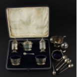 A cased silver five piece cruet set, by William Neale & Son Ltd, assayed Birmingham 1931, comprising