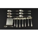 A set of six Victorian fiddle pattern silver teaspoons, by Henry Holland, assayed London 1867,