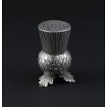 An early Victorian novelty silver "Thistle" pepper or pounce pot, assayed Birmingham 1839, makers