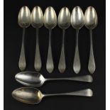 A set of six Scottish silver tablespoons, by Patrick Robertson, assayed Edinburgh 1789, together