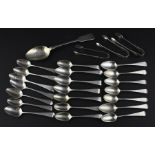 A quantity of old English stem silver tea and grapefruit spoons, to include; five George III
