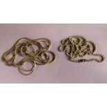 An 18ct. yellow gold rope chain, length 82cm, stamped ".750" to lobster claw clasp, together with an