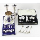 A modern cased silver cruet set, by W I Broaday & Co, assayed Birmingham with Golden Jubilee mark