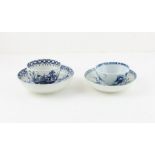 Two 18th cent English porcelain tea bowls and saucers, possibly Lowestoft