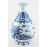 A Chinese blue and white vase, probably early 20th century , six character mark to base. H.29cm