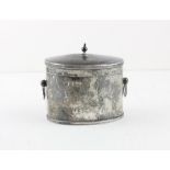A silver tea caddy, of ovoid form, by Lawrence Emanuel, assayed Birmingham 1914, having gently domed