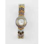 A silver and gold plated Cartier Vermeil Tank Quartz ladies bracelet watch, having signed circular