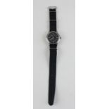 A scarce gentleman's stainless steel British military IWC Mark II RAF pilots wrist watch dated 1948,