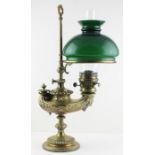 A wild and Werrel model 1373 brass Harvard type students lamp with later glass shade