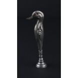 An Edwardian novelty silver "Duck" desk seal, by Crisford & Norris Ltd, assayed Birmingham 1908,