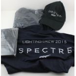 James Bond cap and Spectre T-shirt and notebook Provenance Lighting Crew 2015