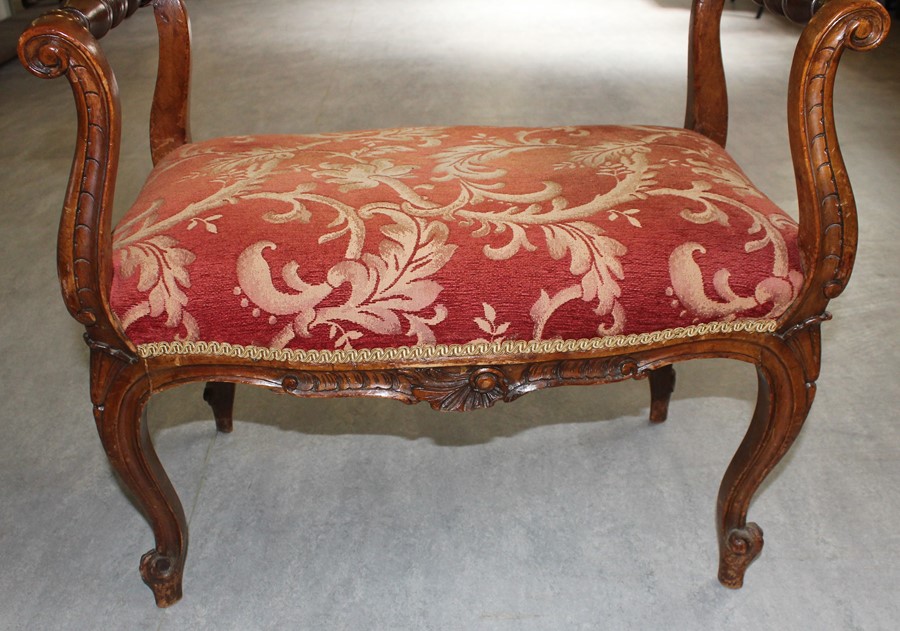 Richard Harris interest: A late 19th century walnut window seat, in the Louis XV style, width 66cm, - Image 3 of 3