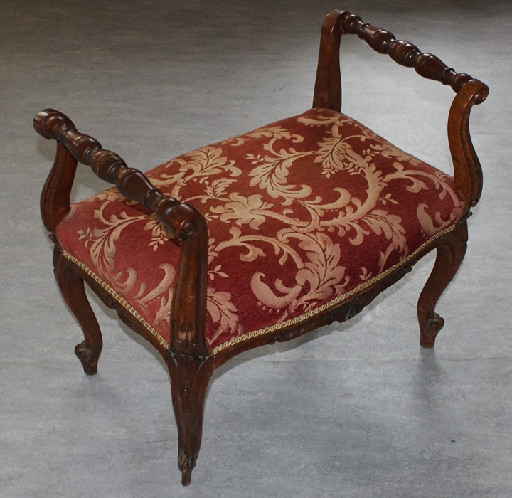 Richard Harris interest: A late 19th century walnut window seat, in the Louis XV style, width 66cm, - Image 2 of 3