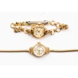 Two ladies vintage 9 ct gold bracelet watches,