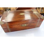 A 19th Century brass bound rosewood rectangular writing box,