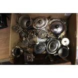 Assorted silver plated items including teapots, bowls,