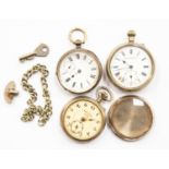 Three early 20th century pocket watches, Ally Scoper's Half Holiday Advertising watch.