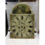 Longcase clock dial and movement eight day, name on dial Cooper, Huddersfield, seat-board,