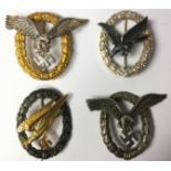 Reproduction WW2 Third Reich Luftwaffe Flight badge collection: Pilots (pin missing),