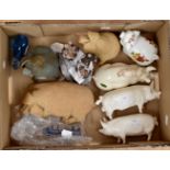 Eight pig interest items including Beswick; a Sarah Darcy ceramic figure of a pig;