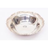 Solid silver dish with scalloped rim detail, 8.