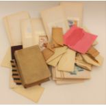 Small brown cloth stock book plus numerous envelopes of loose used stamps