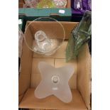 Mixed box of glass vases to include modern Studio glass vase,