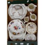 A collection of 19th Century tableware, white ground decorated with floral swigs,