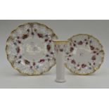 Royal Crown Derby Royal Antoinette vase and two plates,
