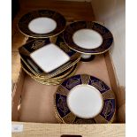 Solian Ware part service including; 12 plates, 2 cakestands, 2 square bowls,