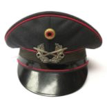 West German Army Bundesheer enlisted mans Panzer pink piped peaked cap Schirmmutze. Dated 1963.