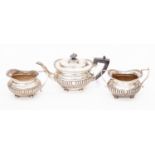 Silver teaset comprising; Birmingham silver 1909, sugar bowl and milk jug,