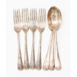 Silver dessert spoons and forks, Sheffield 1935, Walker & Hall, approx 11.80ozt/267.