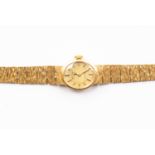 A Rotary ladies 9ct gold wristwatch, the chain of bark effect,